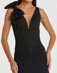 Best Sellers | Women Mac Duggal Black Sleeveless V Neck Bow Detail Mermaid Gown Black