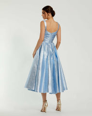 Best Sellers | Women Mac Duggal Blue Square Neck Sleeveless A Line Dress Ice Blue