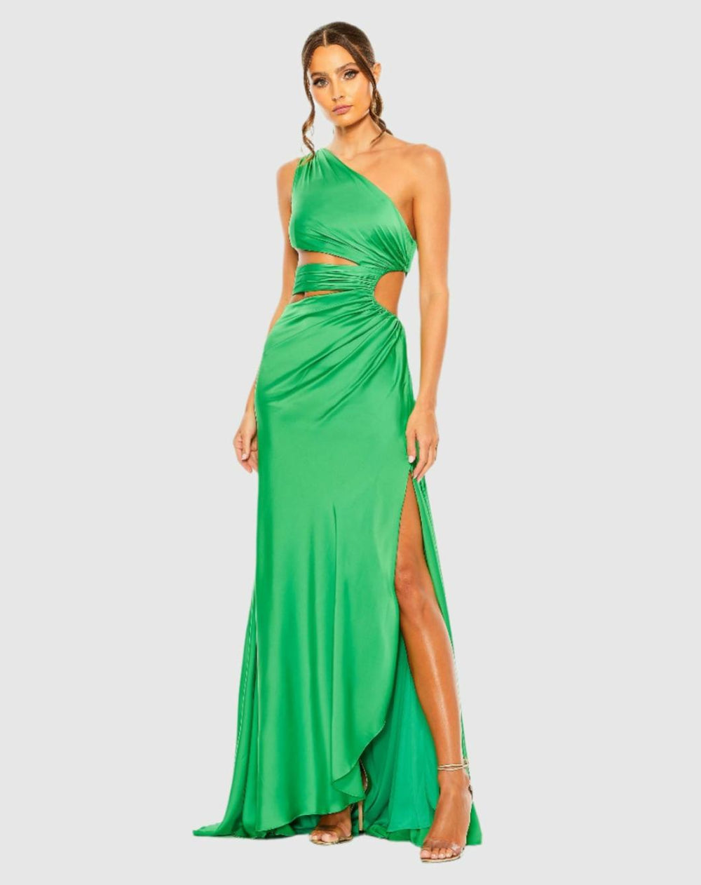 Best Sellers | Women Mac Duggal Cut Out One Shoulder Satin Gown Spring Green