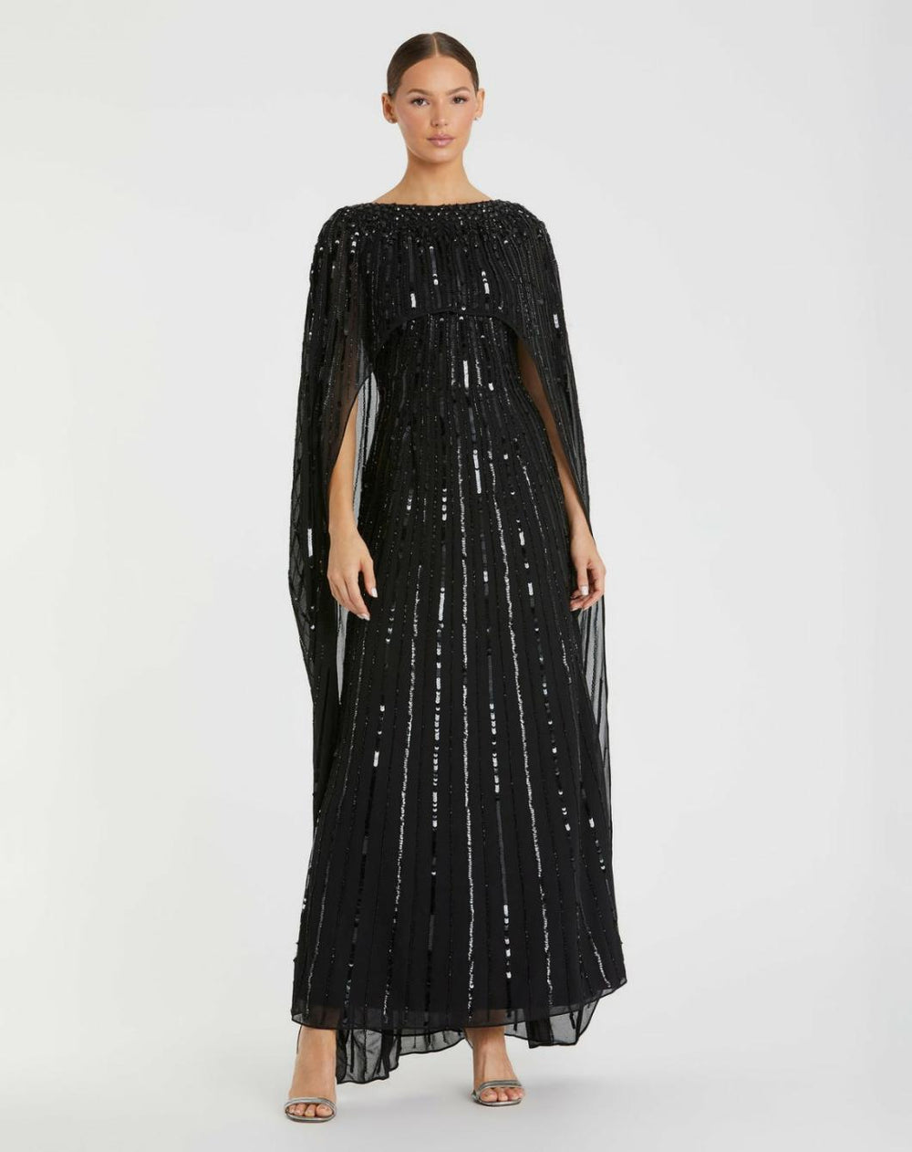 Best Sellers | Women Mac Duggal Embellished Column Cape Dress Black
