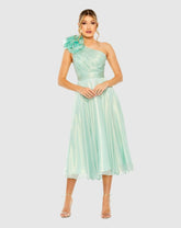 Best Sellers | Women Mac Duggal Green Rosette One Shoulder Tea Length Dress Sage