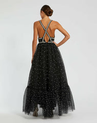 Best Sellers | Women Mac Duggal Pearl Beaded High Low Gown Black Ivory