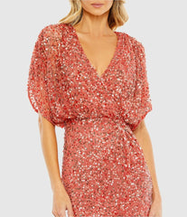 Best Sellers | Women Mac Duggal Red Draped Sleeve V Neck Gown Paprika