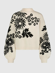 Blouses And Tops | Women Mac Duggal Balloon Sleeve Cropped Mock Neck Knit Sweater Ecru