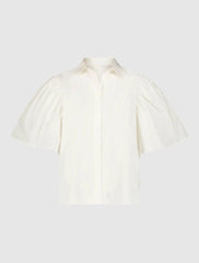 Blouses And Tops | Women Mac Duggal Cotton Flare Ruffle Sleeve Button Up Top - FINAL SALE White