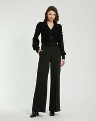 Blouses And Tops | Women Mac Duggal Cropped Bobble Cable Knit Button Up Cardigan Sweater Black