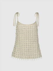 Blouses And Tops | Women Mac Duggal Crystal Embellished Soft Tie Cami Top - FINAL SALE Nude