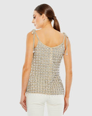Blouses And Tops | Women Mac Duggal Crystal Embellished Soft Tie Cami Top - FINAL SALE Nude