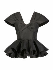 Blouses And Tops | Women Mac Duggal Faille Twist Bustier Peplum Top Black