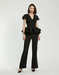 Blouses And Tops | Women Mac Duggal Faille Twist Bustier Peplum Top Black