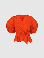 Blouses And Tops | Women Mac Duggal Faille Wrap Over Balloon Sleeve Blouse - FINAL SALE Sunset