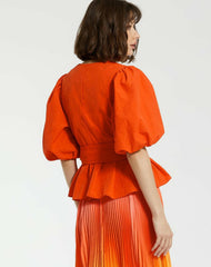 Blouses And Tops | Women Mac Duggal Faille Wrap Over Balloon Sleeve Blouse - FINAL SALE Sunset