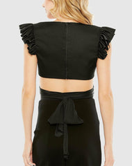 Blouses And Tops | Women Mac Duggal Ruffle Cap Sleeve Wrap Top Black