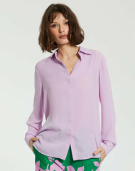 Blouses And Tops | Women Mac Duggal The Bentley Long Sleeve Button Up Georgette Blouse - FINAL SALE Orchid