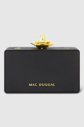 Clutches | Women Mac Duggal Gold Rose Mini Black Nappa Leather Box Clutch Black