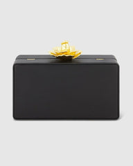 Clutches | Women Mac Duggal Gold Rose Mini Black Nappa Leather Box Clutch Black