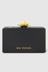 Clutches | Women Mac Duggal Gold Rose Mini Black Nappa Leather Box Clutch Black