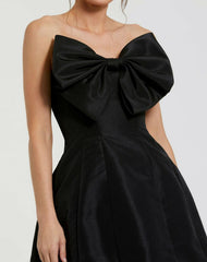Cocktail Dresses | Women Mac Duggal Black Strapless Oversized Bow Fit & Flare Mini Dress Black