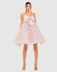 Cocktail Dresses | Women Mac Duggal Bow Front Tulle Mini Dress Rose