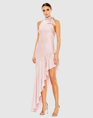 Cocktail Dresses | Women Mac Duggal Halter Neck Ruffled Asymmetrical Gown Rose