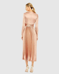 Cocktail Dresses | Women Mac Duggal Pleated Long Sleeve V-Neck Dress Rose