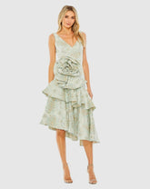 Cocktail Dresses | Women Mac Duggal Rose Detail Asymmetrical Brocade Dress French Blue