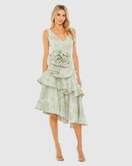 Cocktail Dresses | Women Mac Duggal Rose Detail Asymmetrical Brocade Dress French Blue