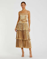 Cocktail Dresses | Women Mac Duggal Ruffle Tiered Buckle Detail Dress Gold