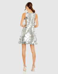Cocktail Dresses | Women Mac Duggal Sleeveless Disc Sequin Trapeze Dress Silver