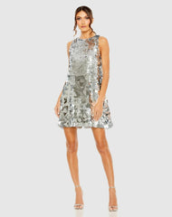 Cocktail Dresses | Women Mac Duggal Sleeveless Disc Sequin Trapeze Dress Silver