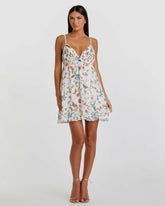 Daytime Dresses | Women Mac Duggal Butterfly Print Ruffle Hem Mini Dress White Multi