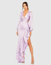Daytime Dresses | Women Mac Duggal Cut Out Asymmetrical Ruffled Gown Lilac