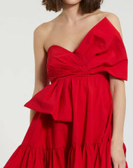 Daytime Dresses | Women Mac Duggal Faille Strapless Twist Bow Mini Dress Cherry