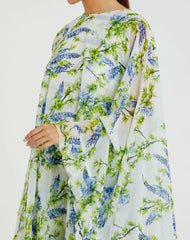 Daytime Dresses | Women Mac Duggal Floral Print High Neck Ruffle Hem Cape Mini Dress White Multi