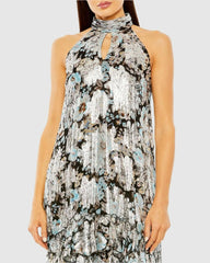 Daytime Dresses | Women Mac Duggal High Neck Keyhole A-Line Floral Ruffle Mini Dress Black Multi