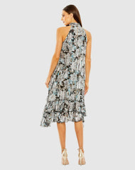 Daytime Dresses | Women Mac Duggal High Neck Keyhole A-Line Floral Ruffle Mini Dress Black Multi