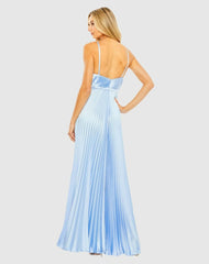 Daytime Dresses | Women Mac Duggal Light Blue Pleated Plunge Neck Wide Leg Jumpsuit Blue