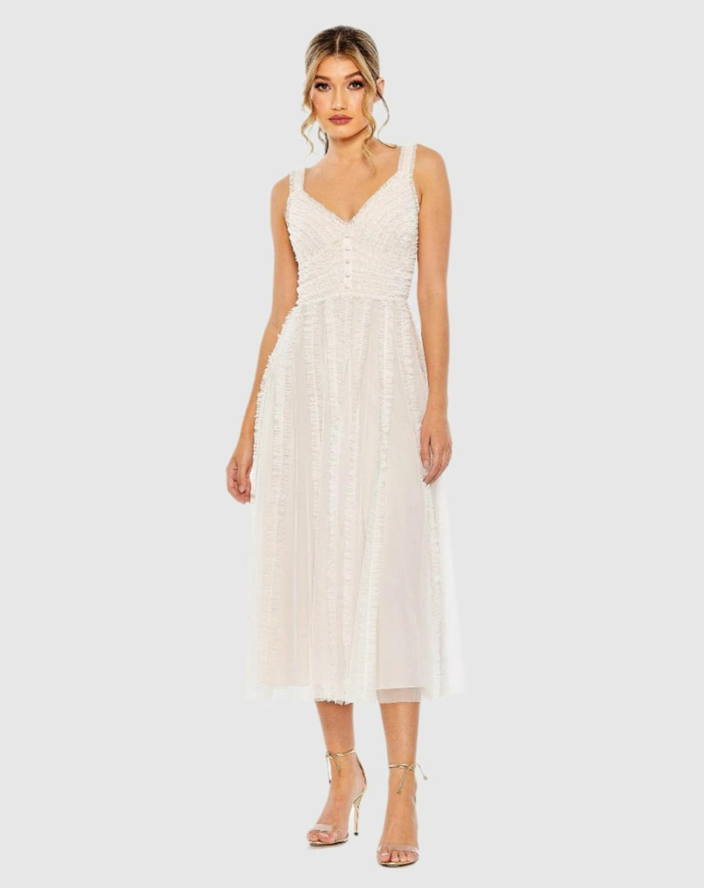 Daytime Dresses | Women Mac Duggal Pink Sleeveless Ruffle Tiered Dress Oyster