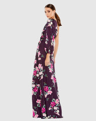 Daytime Dresses | Women Mac Duggal Plum Floral Print One Sleeve Gown Plum Floral