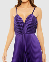 Daytime Dresses | Women Mac Duggal Purple Pleated Plunge Neck Wide Leg Jumpsuit Purple