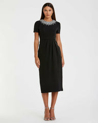 Daytime Dresses | Women Mac Duggal Rhinestone Neckline Column Dress Black