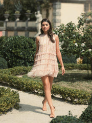 Daytime Dresses | Women Mac Duggal Sleeveless High Neck Beaded Ruffle Detail Dress Nude Multi