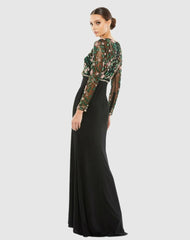 Evening Gowns | Women Mac Duggal Beaded Illusion High Neck Trumpet Gown Black Multi