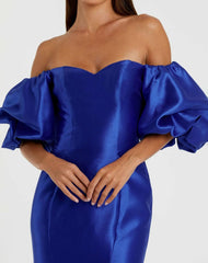 Evening Gowns | Women Mac Duggal Blue Sweetheart Off The Shoulder Puff Sleeve Gown Royal Blue