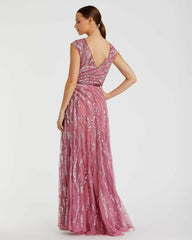 Evening Gowns | Women Mac Duggal Cap Sleeve Embellished Evening Gown Plum