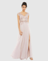 Evening Gowns | Women Mac Duggal Embellished Cap Sleeve Bodice Flowy Gown Seamist