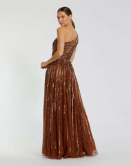 Evening Gowns | Women Mac Duggal Embellished One Shoulder A-Line Gown Copper