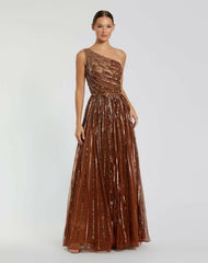 Evening Gowns | Women Mac Duggal Embellished One Shoulder A-Line Gown Copper