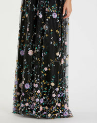 Evening Gowns | Women Mac Duggal Embroidered Illusion Butterfly Sleeve V Neck Gown Black Multi