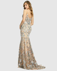 Evening Gowns | Women Mac Duggal Embroidered Spaghetti Strap Trumpet Gown Nude Multi